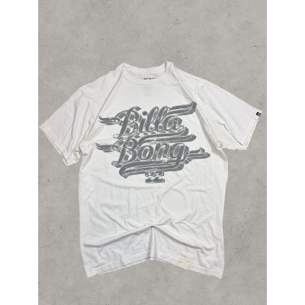 Billabong Recycler Series Mens Large White Graphic T-Shirt Organic Cotton Blend